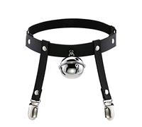 ANDRESLAD 1pieza Simple Big Bell Leg Punk Leather Elastic Leg Band Para Mujer Ligas De Ajustables Diseño De Estilo Gótico