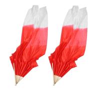 ANDRESLAD 2 Piezas Abanicos de Seda Artificial para Danza Oriental de Unidades con Mango de Bambú Velos Largos y Plegables para Mujeres Accesorios para Actuaciones y Festivales