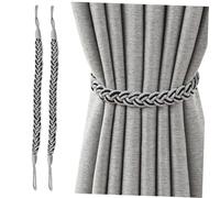 ANDRESLAD 2 Piezas Alzapaños de Cortina Trenzados Cuerda de Sujetadores Decorativos Prácticos y Resistentes para Cortinas y Visillos Color Negro y Gris