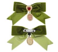 ANDRESLAD 2 Piezas Corbatas Vestir de Terciopelo con Broche de Lazo Preatado para Mujer Estilo Palacio Francés Vintage con Colgantes de Corazón Accesorio Romántico para Bodas y Fiestas