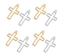 ANDRESLAD 20 Colgantes de Cruz Hueca de Acero Inoxidable para Joyería DIY Mini Colgantes de Jesús Pequeños para Pulseras Llaveros y Collares Amuletos Religiosos Cristianos