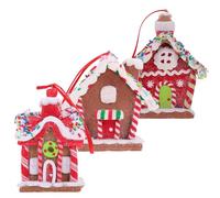 ANDRESLAD 3 Adornos Colgantes de Casitas de Jengibre para Árbol de Navidad Decoración Navideña de Arcilla Suave Set de 3 Piezas Color Rojo Ideales para Ambiente Festivo y Hogar