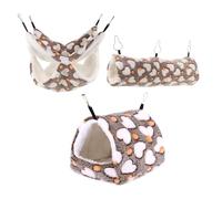 ANDRESLAD 3 Piezas de Refugios Cálidos para Mascotas Pequeñas Nido Colgante de Felpa para Hámster Túnel y Hamaca para Hurones y Ratas Cama Desmontable y Lavable para Jaulas en Invierno