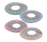 ANDRESLAD 4 Fundas para Asiento de Inodoro de Felpa Gruesa 37X42 CM con Asa Cojines Cálidos y Lavables para Baño Invierno Tapetes de Punto Gris con Detalles en Azul Beige Verde y Rosa