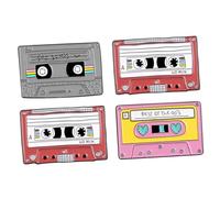 ANDRESLAD 4 piezas Broche Pin Solapa Retro Cassette Cinta Magnética Cartoon Vintage para Ropa y Accesorios Mujer Niña