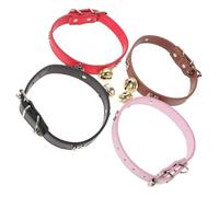 ANDRESLAD 4 Piezas Collares para Cabras con Campanas Ajustables Resistente y Duradero para Vacas Caballos y Ovejas de Rojo Negro Rosa y Marrón