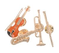 ANDRESLAD 4piezas Broche Tema Musical De Guitarra Trompeta Flauta y Saxofón Broches De Instrumentos Musicales Para Fiestas Conciertos y Diario