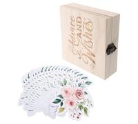 ANDRESLAD 50 Tarjetas de Predicción y Consejos para Shower para Bebés Doble Cara con Caja de Madera para Recuerdos Juego Interactivo Adecuado para Fiestas y Regalos Prácticos de Recién