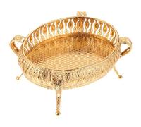 ANDRESLAD Bandeja de Frutas Metálica Dorada Ovalada para Hogar y Restaurante Bandeja Snack Multifuncional para Almacenamiento y Decoración de Mesa