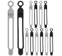 ANDRESLAD Bridas de Silicona Reutilizables para Cables 12 Piezas 6 Negras 6 Grises Organizador de Cables para Escritorio y Viaje Correas Flexibles y Resistentes para Atadura