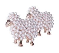 ANDRESLAD Broche de Oveja Vintage Perlas Pin de Animal Dorado 2 Piezas Broches Elegantes para Mujer Accesorios de Vestir para Vestidos y Ropa Diseño Adorable y Versátil
