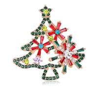 ANDRESLAD Broche Navideño para Mujer de Aleación Pedrería de Gemas de Imitación Diseño de Árbol de Navidad Giratorio Accesorio Festivo para Ropa y Bufandas Obsequio Adecuado para Navidad
