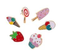 ANDRESLAD Broches de Aleación de Postres de Verano 6 Piezas - Broches para Solapa Diseño de Helado Piruleta Cupcake y Fresa - Accesorios de Moda Veraniegos para Mujer Decoración para