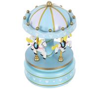 ANDRESLAD Caja de Música Carrusel Giratoria de Madera y Plástico Azul Claro Caja Musical Mecánica de Mesa para Obsequio de Cumpleaños de Hija Decoración Navideña Coleccionable Adultos