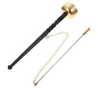 ANDRESLAD Campana de Mano Yin Qing de Cobre Pequeña, Instrumento Musical Budista Artesanal para Templo, Suministros de Percusión Manual Mango de Madera para Ceremonias Religiosas