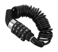 ANDRESLAD Candado de Bicicleta en Espiral Negro con Aro Plateado, Candado Antirrobo con Combinación Reiniciable de 4 Dígitos, Cable de Acero Resistente y Portátil para Manillar, Casco