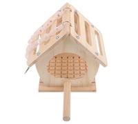 ANDRESLAD Casa para Pájaros de Madera Natural con Columpio y Percha Integrada Nido Colgante y Estable para Loros Periquitos y Cacatúas Caseta Multifuncional para Interior y Exterior