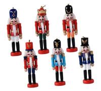 ANDRESLAD Cascanueces Pequeño de Madera para Decoración Navideña Muñeco Soldado de Nogal de 13 CM Set de 6 Piezas para Adornos de Escritorio y Acentos Festivos Hogar