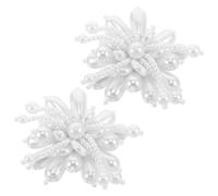 ANDRESLAD Clips para Zapatos Mujer Adornos de Perlas Desmontables Broches con Diseño de Flores Hechos a Mano para Decoración de Zapatos de Novia Accesorios Elegantes para Boda Pack 2