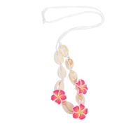 ANDRESLAD Collar de Cuentas Hecho a Mano Flores de Plumeria y Conchas Marinas de Arcilla Polimérica, Cómodo y Versátil para Uso Diario y Fiestas de Verano