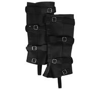 ANDRESLAD Cubrebotas Steampunk Ajustables de Cuero Sintético Negro Polainas Medievales Unisex 40 CM para Cosplay y Festivales Renacentistas Cubrepiernas para Disfraz Pirata Histórico