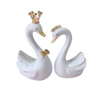 ANDRESLAD Figura de Cisne Grande de Resina Blanca Decoración Romántica para Bodas Adornos para Pasteles y Decoración de Interiores Juego de 2 Piezas para Sala y Automóvil