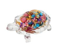 ANDRESLAD Figura de Tortuga Marina de Cristal Natural 1 Pieza, Escultura Transparente de Vidrio con Efecto Multicolor, Decoración Feng Shui China para Hogar, Oficina y Accesorios