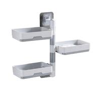 ANDRESLAD Jabonera Doméstica de 3 Capas sin Perforación, Bandeja Organizadora Práctica para Jabón Sólido, Accesorio Conveniente para Baño y Cocina, Soporte para Pastilla de Jabón