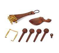 ANDRESLAD Juego de 15 Piezas de Herrajes para Violín en Madera de Palo Rojo Incluye Cordal Barbada Pasador y Clavijas Color Café Accesorios para Fabricación y Reparación de Violines DIY