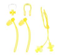 ANDRESLAD Juego de 4 Tapones Oídos de PVC Impermeables y Pinzas Nasales Amarillas para Natación Kit Unisex para Adultos Accesorio de Deportes Acuáticos Caja de Almacenamiento