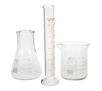 ANDRESLAD Juego de Cristalería Científica Vidrio 50 Ml Taza Medidora Graduada, Matraz Triangular y Cilindro de Química para Laboratorio, Herramienta Enseñanza Científica y Experimentos