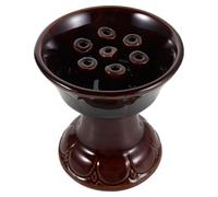 ANDRESLAD Lámpara de Aceite de Cerámica Artesanal Tibetana Soporte para Vela de Té Quemador de Ghee para Templo Budista Portavelas Vintage Base para y Ritual