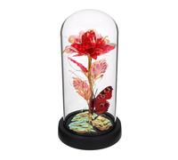 ANDRESLAD Lámpara de Noche Rosa Eterna en Cúpula de Cristal Luces LED Flor Preservada Decorativa para Dormitorio Adorno Romántico para San Valentín y Regalos Obsequios