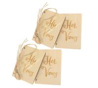 ANDRESLAD Libro de Votos Matrimoniales de Madera 4 Piezas 2 Juegos Cuaderno Artesanal Cubierta de Madera y Papel Kraft Accesorio Rústico para Bodas y Decoración de Eventos Obsequio