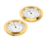 ANDRESLAD Medidor de Humedad Interior y Temperatura Analógico 2 Piezas Mini 37Mm Redondo Oro para Guitarra Armarios y Habitaciones Higrómetro Portátil de Ambiente y Monitor de Humedad