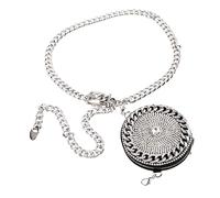 ANDRESLAD Mini Bolso De Cintura Purpurina y Cadena, Bandolera Elegante Para Mujer, Poliéster Brillante, Para Fiesta y Uso Diario, Diseño Redondo Compacto