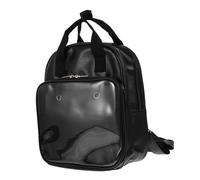 ANDRESLAD Mochila Escolar Para Niñas De Pvc Negro, Doble Correa Ajustable, Cremallera Suave, Gran Capacidad Para Libros y Objetos Personales, Bolso Escolar Para Uso Diario y Viajes, Tamaño Mediano