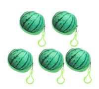 ANDRESLAD Monedero de Felpa con Diseño 3D de Sandía 5 Piezas Compacto y Portátil para Monedas y Llaves Cartera Infantil Suave y Colorida Adecuado para Niñas y Regalos de Cumpleaños