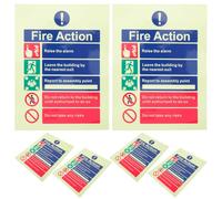 ANDRESLAD Pegatinas de Seguridad contra Incendios Autoadhesivas 6 Unidades 15X20 CM Vinilo Luminiscente para Señalización de Emergencia Oficinas Almacenes y Edificios Públicos