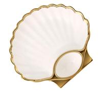 ANDRESLAD Plato Cerámico con Forma para Dumplings y Salsa Resistente al Calor Bandeja Versátil para Sushi Patatas Fritas y Postres Superficie Lisa Fácil de Limpiar Color Blanco Puro