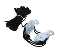 ANDRESLAD Polipasto de Polea de Cuerda de Servicio Pesado 3 Ruedas con Cable Negro de 15 M, Sistema de Elevación Industrial Resistente para Almacén, Construcción y Ganadería