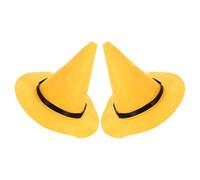 ANDRESLAD Sombrero de Bruja de Halloween para Mujer 2 Piezas Fieltro Grueso Amarillo Sombrero Puntiagudo de Ala Ancha Disfraz Gótico y Renacentista Accesorio para Fiesta y Cosplay