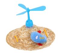 ANDRESLAD Sombrero de Paja Tejido para Mascotas Tamaño L ala Decorativa Transpirable y Cómodo para Gatos y Perros Accesorio Fotográfico Divertido y Protección Solar para Uso Diario