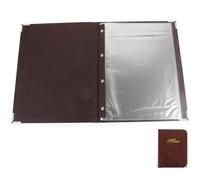 ANDRESLAD Soporte para Menú Restaurante A4 Cubierta de Cuero Marrón, Carpeta Transparente de Pvc Reutilizable y Hojas Intercambiables, Libro Práctico para Guardar Menús y Recetario