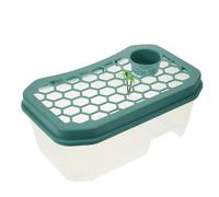 ANDRESLAD Tanque para Tortugas con Plataforma Antideslizante Plástico Resistente y Translúcido Hábitat Reptil Práctico para Ejercicio y Descanso de Pequeño con Tapa Azul y Base