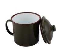 ANDRESLAD Taza Esmaltada Vintage Con Tapa Para Camping 5.51X5.11X3.93In Copa De Esmalte Resistente Para Té Y Café Uso Al Aire Libre Senderismo Cocina Hogar