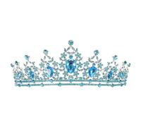 ANDRESLAD Tocado Barroco Retro para Mujer Tiara Nupcial Cristales de Imitación Accesorio Vintage Plateado Azul Lago Adorno Elegante para Bodas Fiestas y Graduaciones