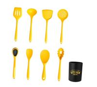 ANDRESLAD Utensilios de Cocina de Silicona Antiadherentes Resistentes al Calor con Mango Cómodo y Cubo de Almacenamiento para Freír Guisar y Remover Kit Práctico