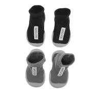 ANDRESLAD Zapatos Tipo Calcetín para Bebés 22-23 13 CM Negros y Grises Antideslizantes con Suela Suave Transpirables y Cómodos para Primeros Pasos Interiores y Exteriores 2 Pares
