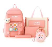 ANDRESYKKA ® Set de bolsos y mochilas 6 en 1,para Mujer y Adolescente - Mochilas Kawaii con Bolsos de Diario, Estuche + Regalo Sorpresa, Ideal para Viaje, Universidad y Estilo de Vida Activo .ALBA